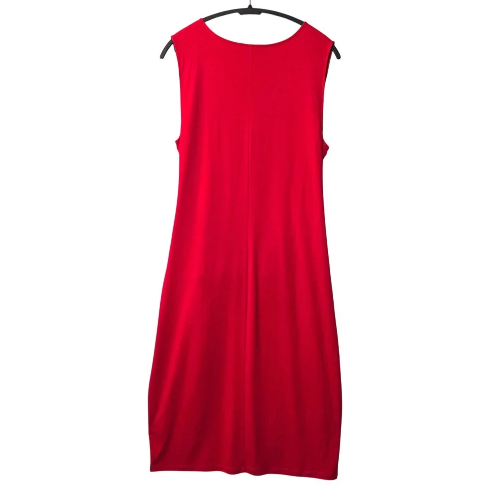 Lauren Ralph Lauren Tie-front sleeveless Jersey Sheath Dress Red 1X Minimalist - Picture 5 of 10